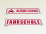 Wendeschild, "FAHRSCHULE / MOTORRAD AUSBILDUNG" 350x80 mm